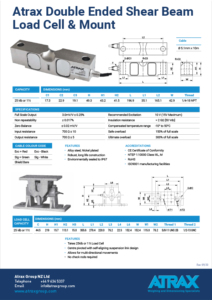 Atrax Double Ended Shear Beam Load Cell & Mount Data Sheet (0920) PDF | Thumbnail