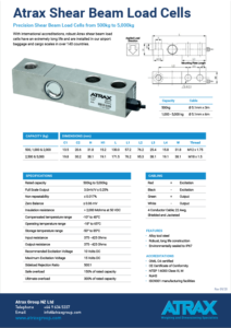 Atrax Shear Beam Load Cells Data Sheet (0920) PDF | Thumbnail