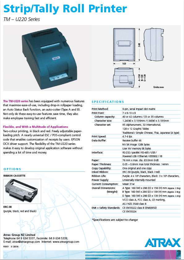 Atrax TM U220 Printer PDF | Thumbnail