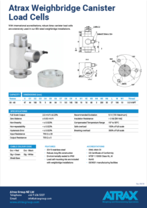 Atrax Weighbridge Canister Load Cell Data Sheet (0920) PDF | Thumbnail