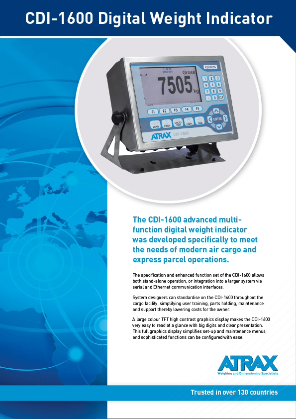 Atrax CDI-1600 Digital Weight Indicator Brochure